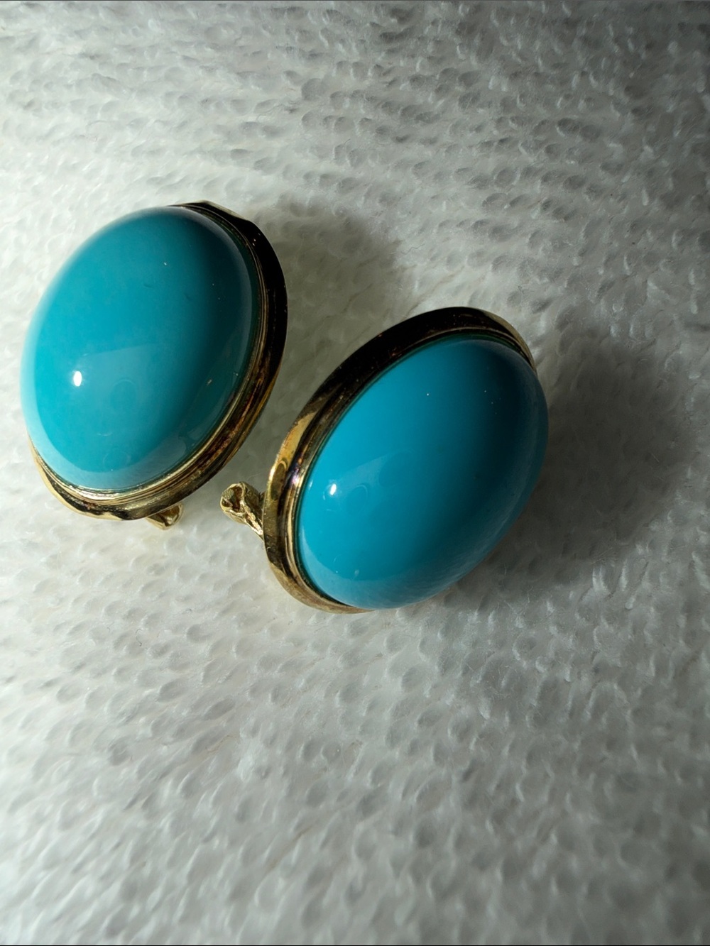 14 karat yellow, gold, blue turquoise earrings - Picture 3 of 14